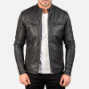 Ionic Black Leather Jacket – slim fit, front zip, genuine leather biker style