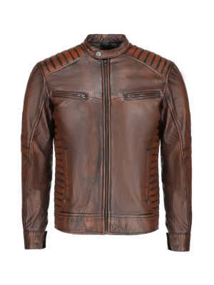 Vintage Brown Leather Jacket for Men