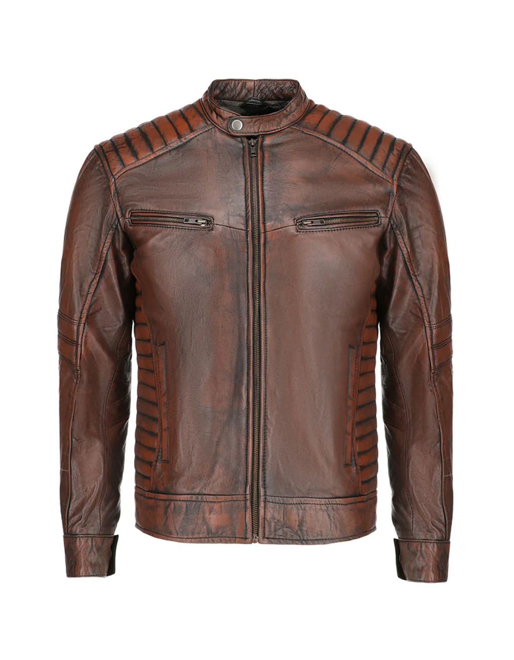 Vintage Brown Leather Jacket for Men
