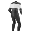 Men’s black and white leather motorcycle suit with CE armor – back view