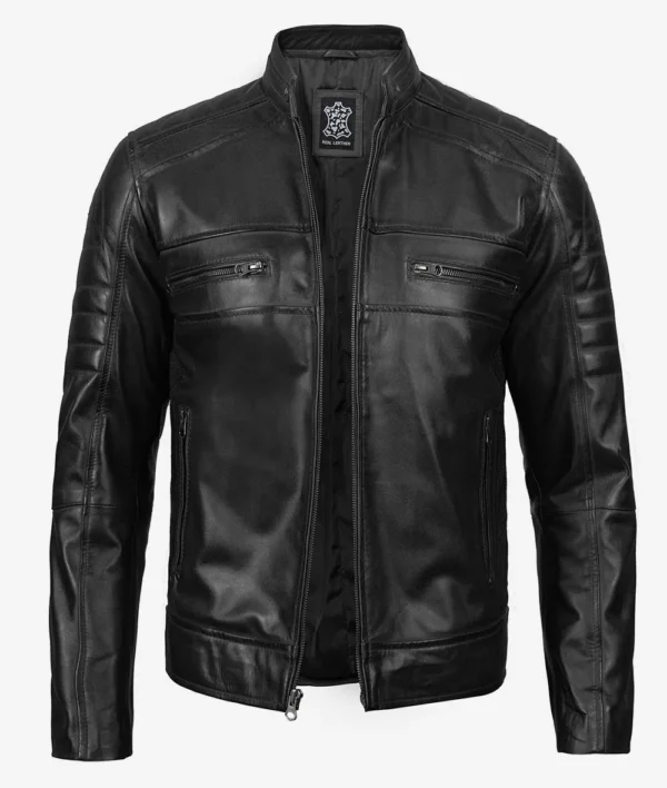 Men’s Black Leather Biker Jacket – Classic Real Leather Style