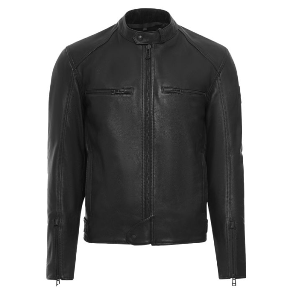 Classic Black Leather Biker Jacket for Men – Slim Fit, Genuine Leather