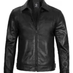 Men’s Black Harrington Classic Leather Jacket Front View
