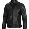 Men’s Black Harrington Classic Leather Jacket Side View