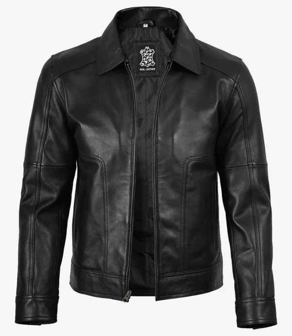 Black Harrington leather jacket men vintage style