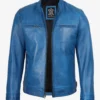 Men’s blue cafe racer jacket front view