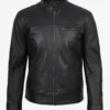Black biker jacket men minimalist style