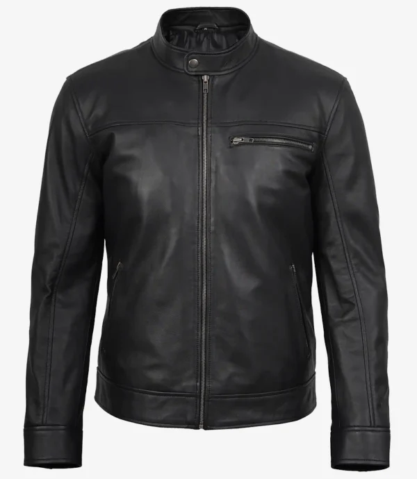 Black biker jacket men minimalist style