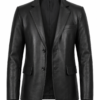 Classic Men's Black Genuine Leather Blazer Jacket