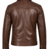 Back View of Men's Vintage Brown Genuine Leather Harrington Jacket