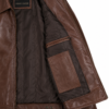 Interior View of Men's Vintage Brown Genuine Leather Jacket with Inside Pockets
