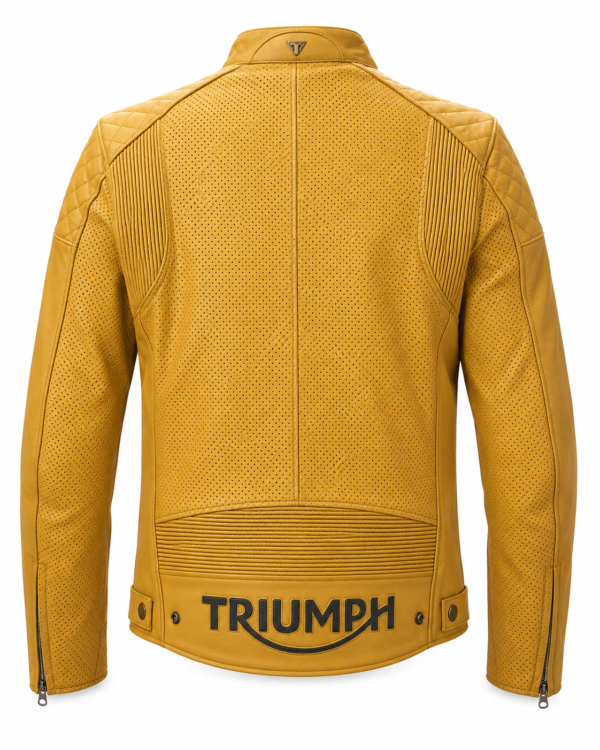Triumph Braddan Air Race Leather Motorcycle Jacket Back View