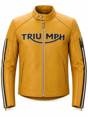Triumph Braddan Air Race Leather Motorcycle Jacket Front View