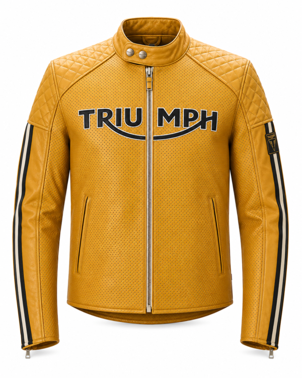 Triumph Braddan Air Race Leather Motorcycle Jacket Front View