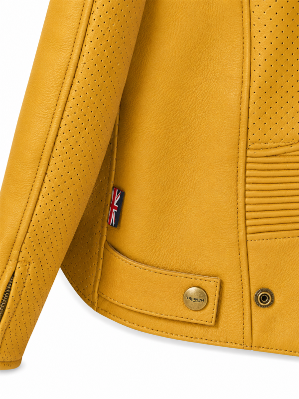 Rear Waist Detail of Triumph Braddan Air Race Leather Motorcycle Jacket